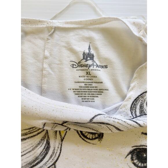 Disney Parks Womens XL Belle Beauty and The Beast Gold Splatter Butterfly Sleeve - Picture 6 of 7